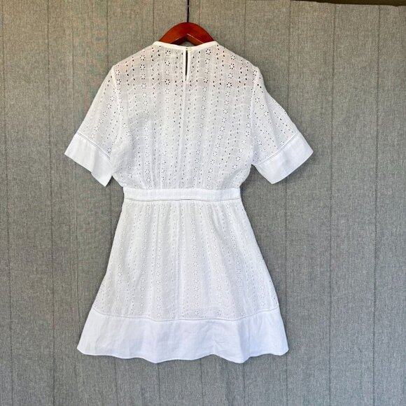Isabel Marant White Embroidered Eyelet Lace Asymmetric Boho Mini Dress Size 42 - Picture 11 of 17